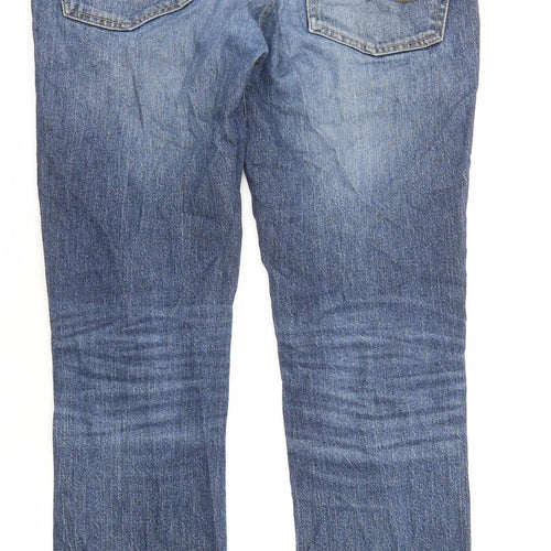 JACK & JONES Mens Blue Cotton Straight Jeans Size 29 in L29 in Regular Zip
