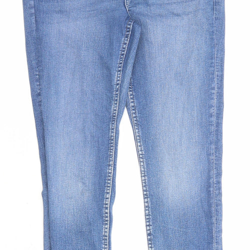 Marks and Spencer Womens Blue Cotton Skinny Jeans Size 8 L26 in Regular Zip