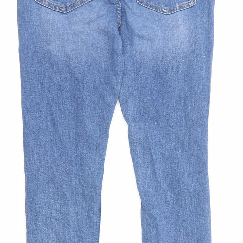 Marks and Spencer Womens Blue Cotton Skinny Jeans Size 8 L26 in Regular Zip