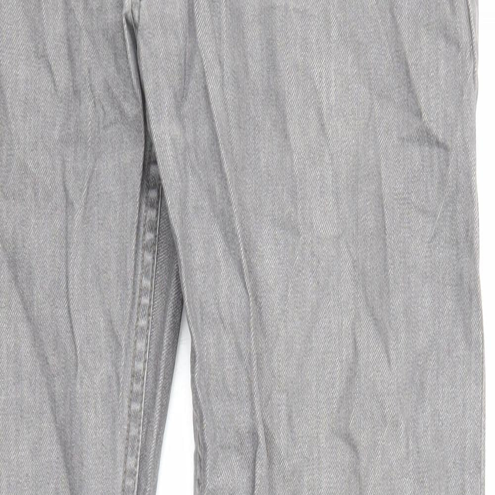 Marks and Spencer Mens Grey Cotton Straight Jeans Size 36 in L33 in Regular Zip