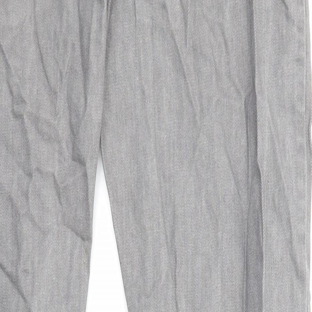 Marks and Spencer Mens Grey Cotton Straight Jeans Size 36 in L33 in Regular Zip