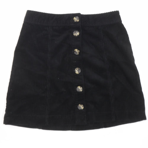Divided by H&M Womens Black Cotton A-Line Skirt Size 6 Button