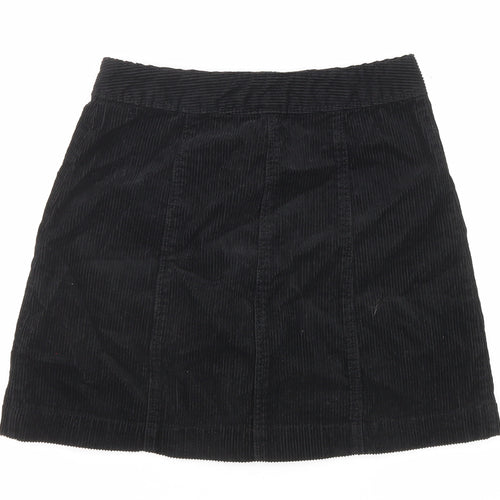 Divided by H&M Womens Black Cotton A-Line Skirt Size 6 Button