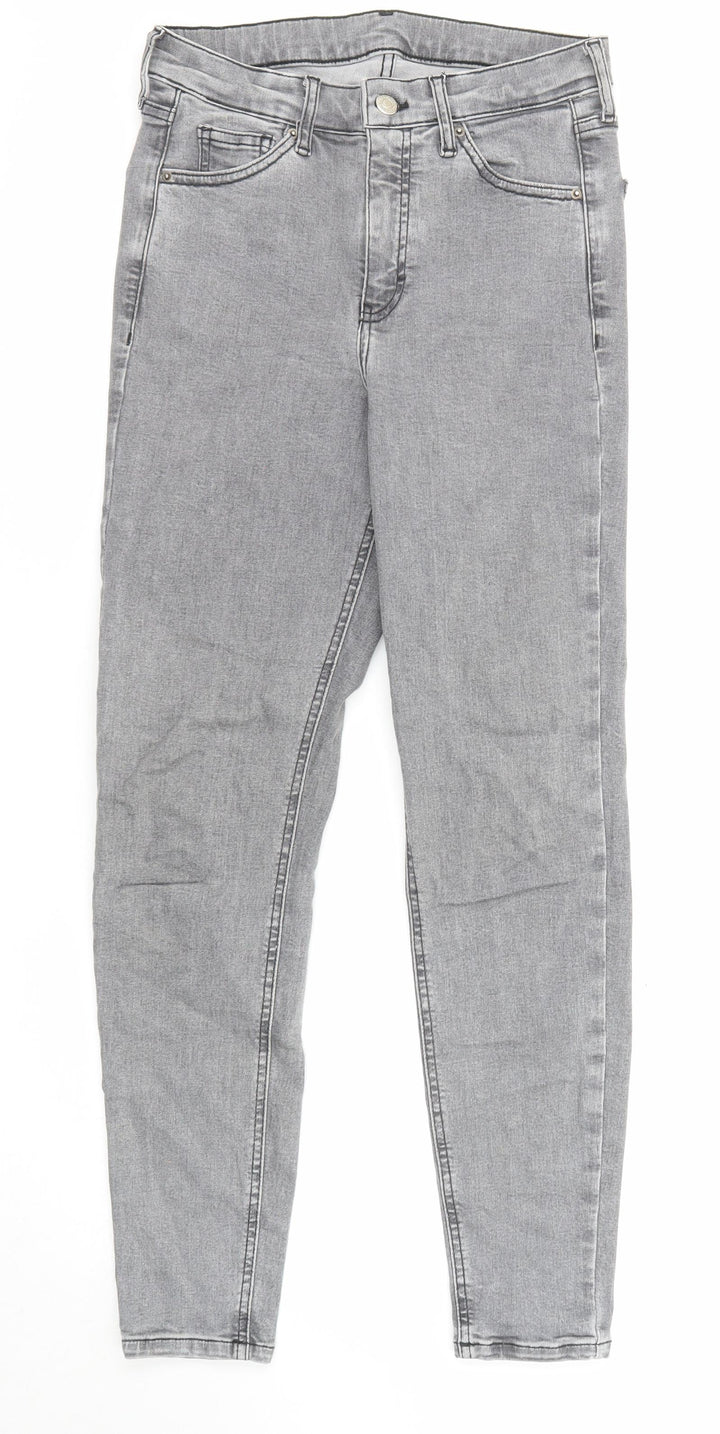 Topshop Womens Grey Cotton Skinny Jeans Size 26 in L32 in Regular Zip