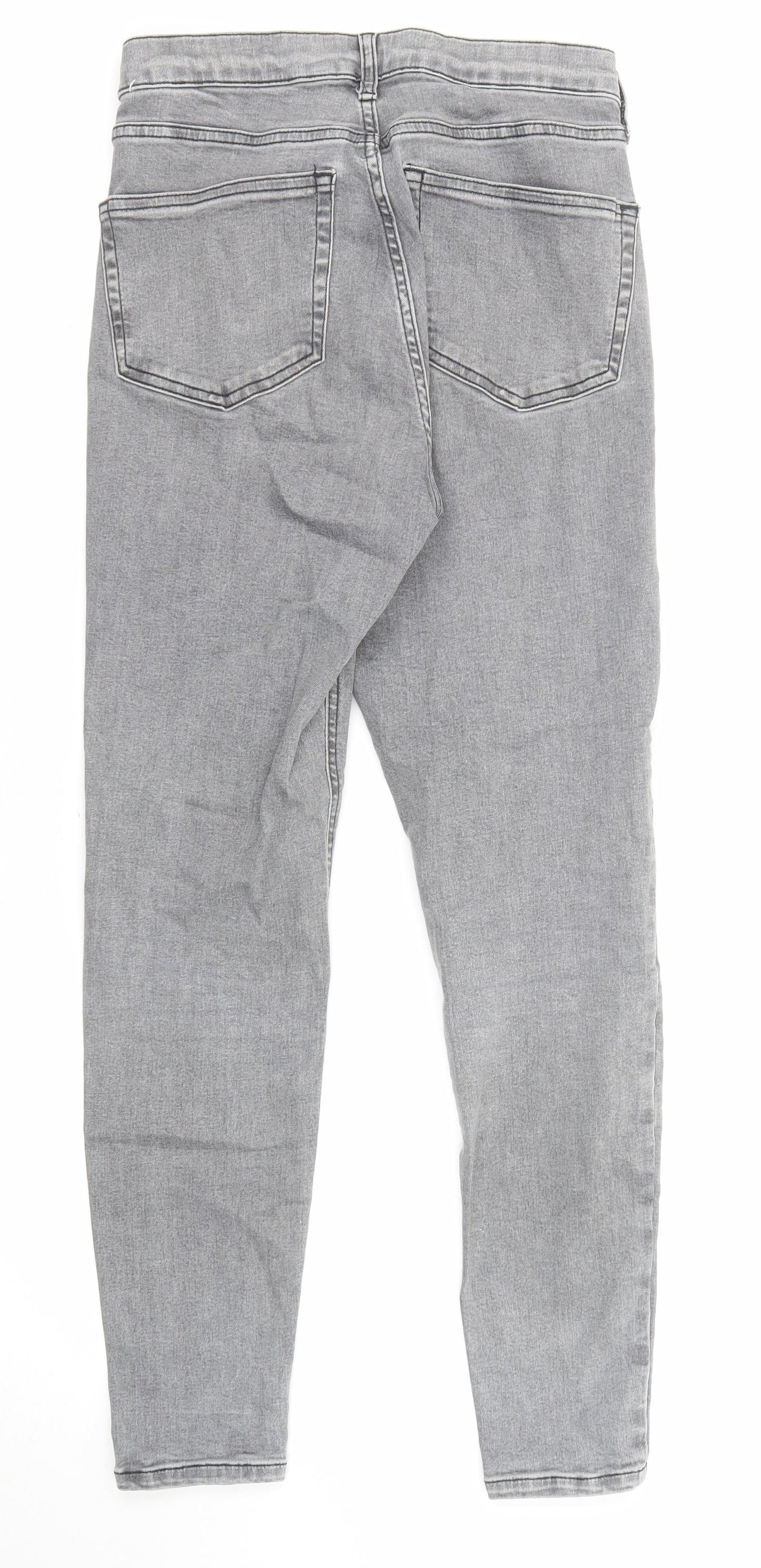 Topshop Womens Grey Cotton Skinny Jeans Size 26 in L32 in Regular Zip