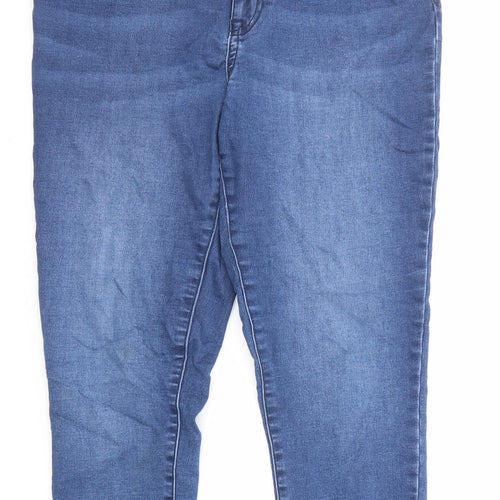 Nutmeg Womens Blue Cotton Skinny Jeans Size 14 L26 in Regular Zip