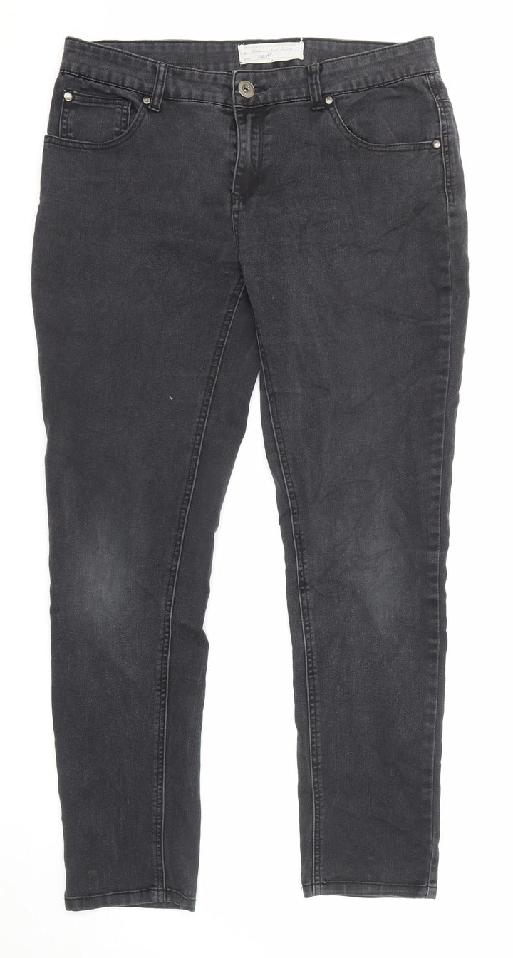 Diamonds & Diva Womens Grey Cotton Skinny Jeans Size 14 L29 in Regular Zip