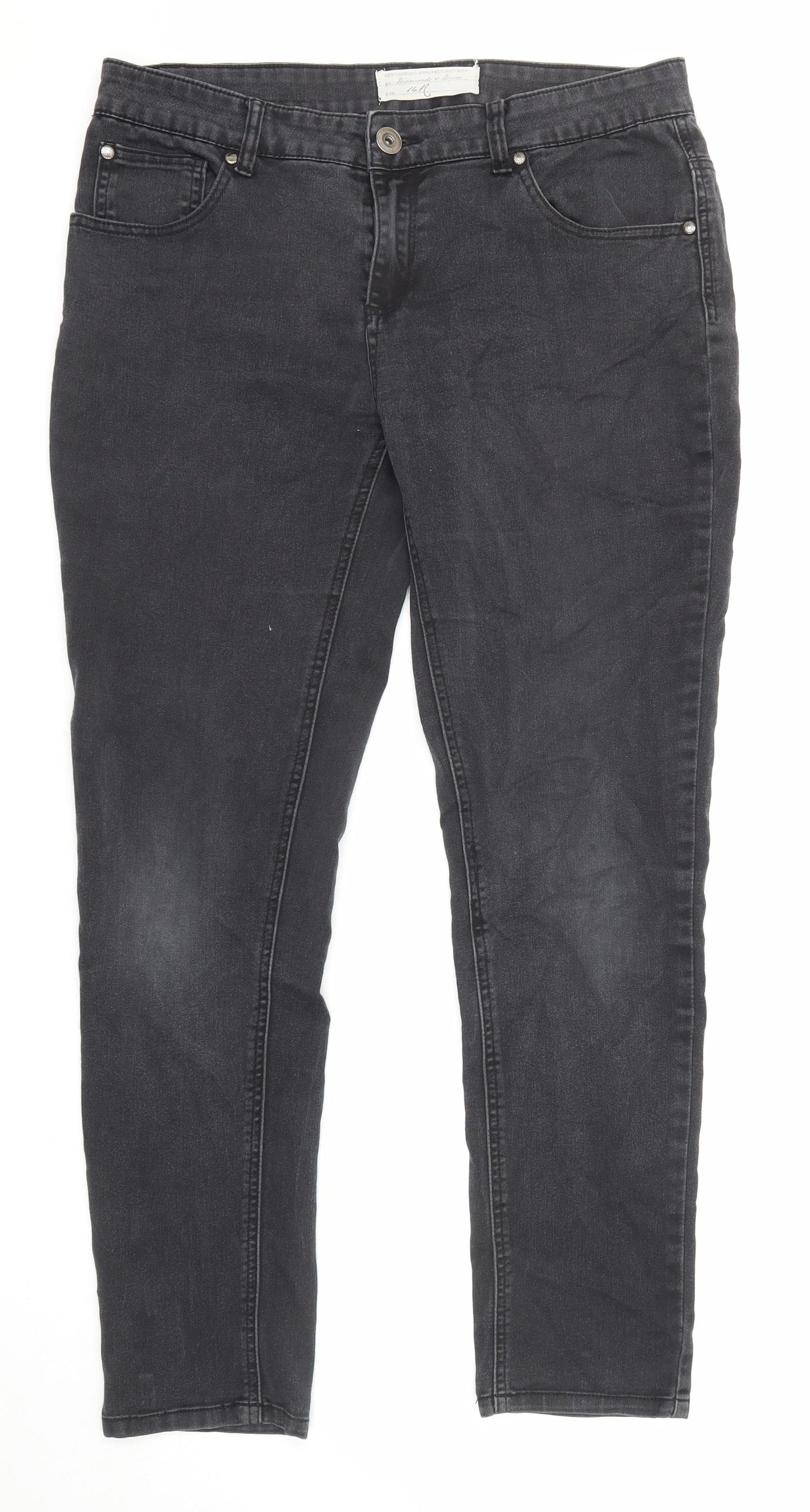 Diamonds & Diva Womens Grey Cotton Skinny Jeans Size 14 L29 in Regular Zip