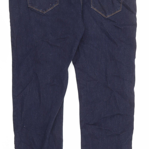Marks and Spencer Mens Blue Cotton Straight Jeans Size 42 in L29 in Regular Zip