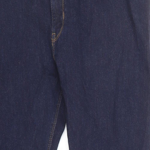 Marks and Spencer Mens Blue Cotton Straight Jeans Size 42 in L29 in Regular Zip