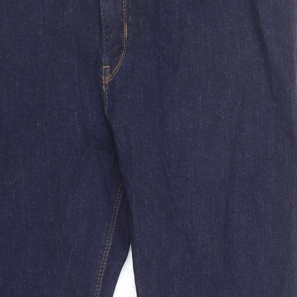 Marks and Spencer Mens Blue Cotton Straight Jeans Size 42 in L29 in Regular Zip