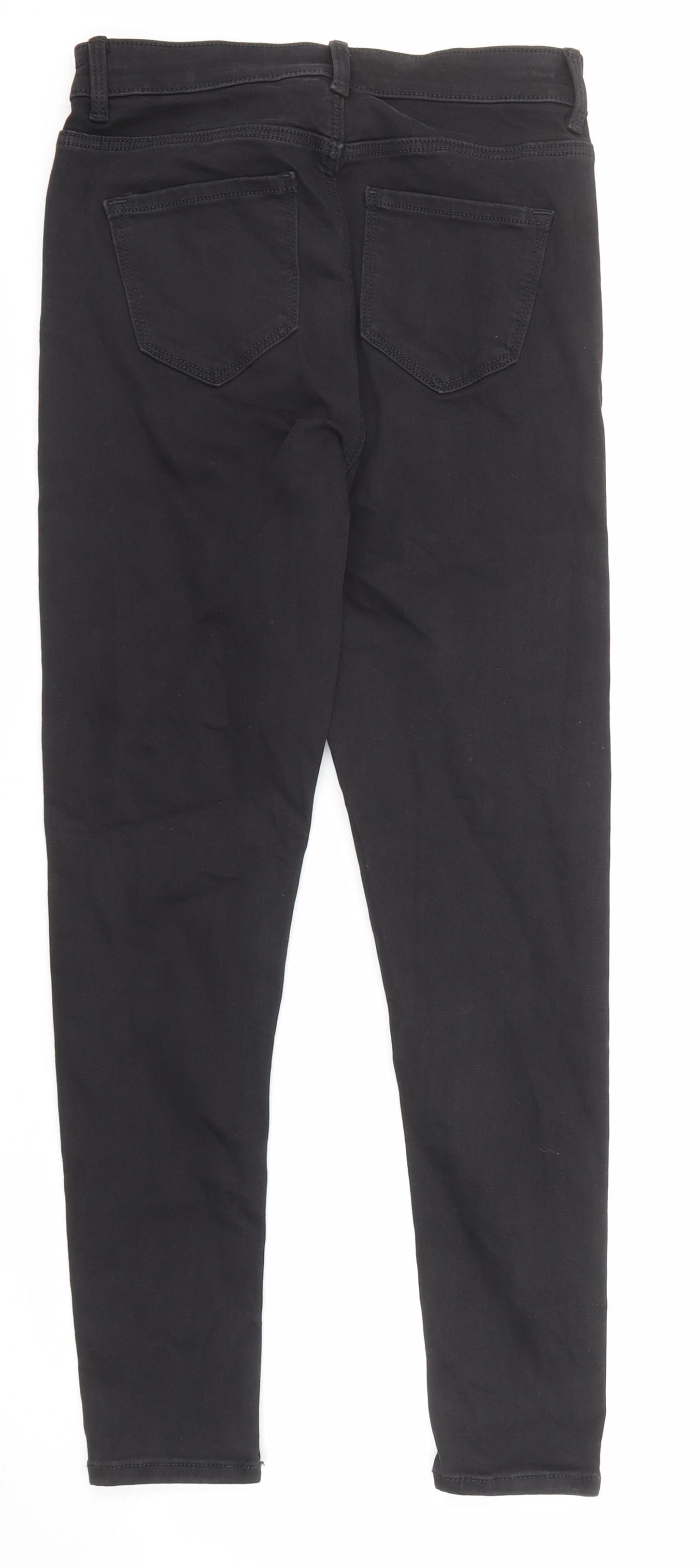 Marks and Spencer Womens Black Cotton Skinny Jeans Size 8 L26 in Regular Zip