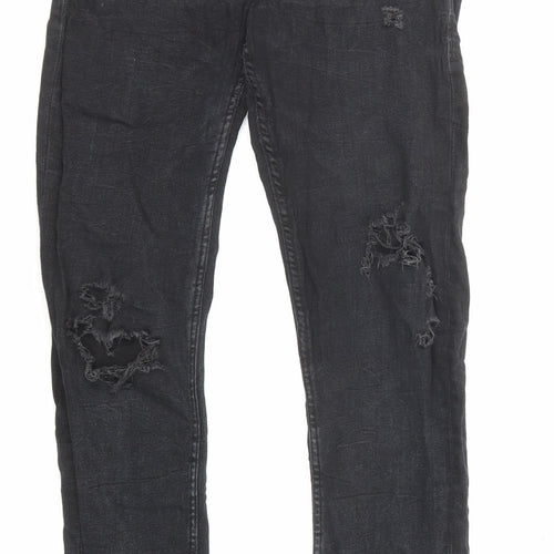 Zara Womens Black Cotton Skinny Jeans Size 8 L27 in Regular Zip