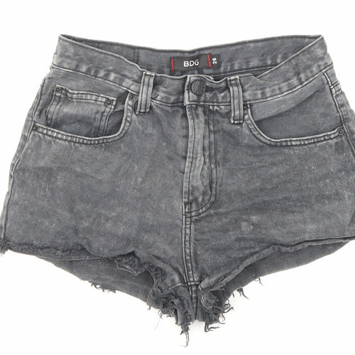 BDG Womens Black Cotton Boyfriend Shorts Size 26 in Regular Zip - Raw Hems