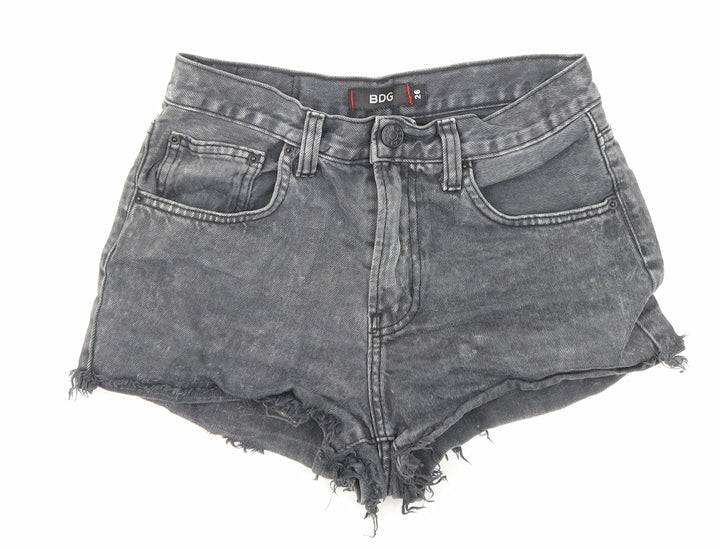 BDG Womens Black Cotton Boyfriend Shorts Size 26 in Regular Zip - Raw Hems