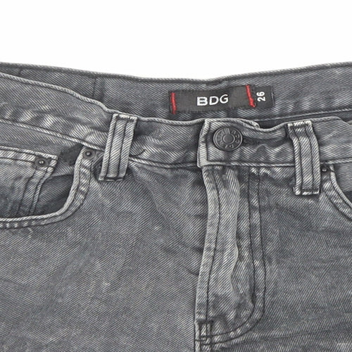 BDG Womens Black Cotton Boyfriend Shorts Size 26 in Regular Zip - Raw Hems