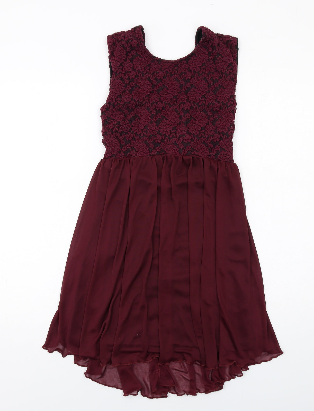 Miss Selfridge Womens Purple Polyester Fit & Flare Size 8 Round Neck Pullover - Lace Top