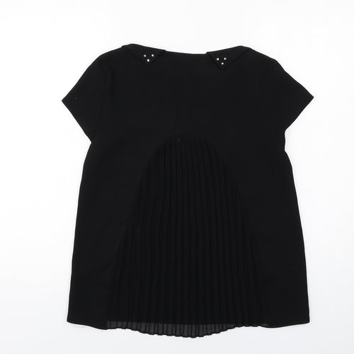 Zara Womens Black Polyester Basic Blouse Size S Collared