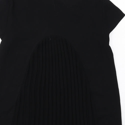 Zara Womens Black Polyester Basic Blouse Size S Collared