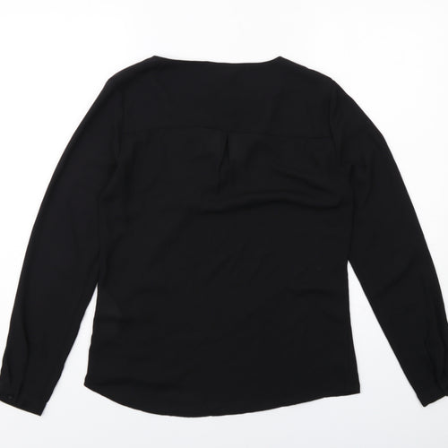 Only Womens Black Polyester Basic Blouse Size 8 V-Neck