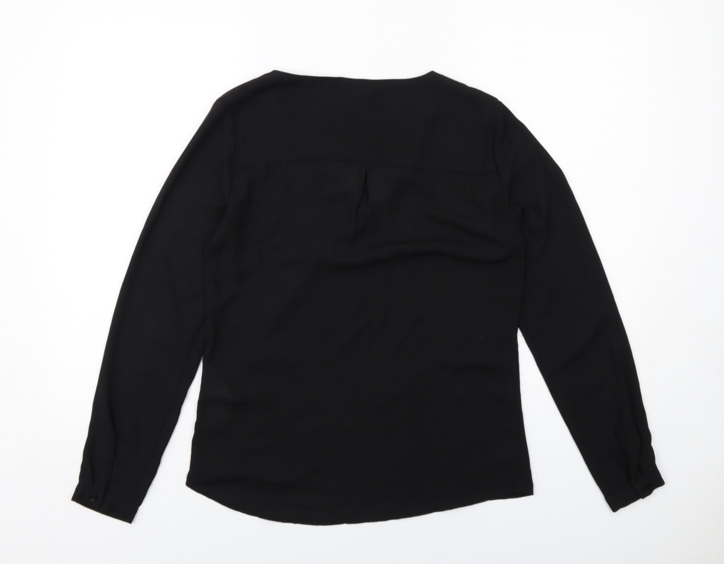 Only Womens Black Polyester Basic Blouse Size 8 V-Neck