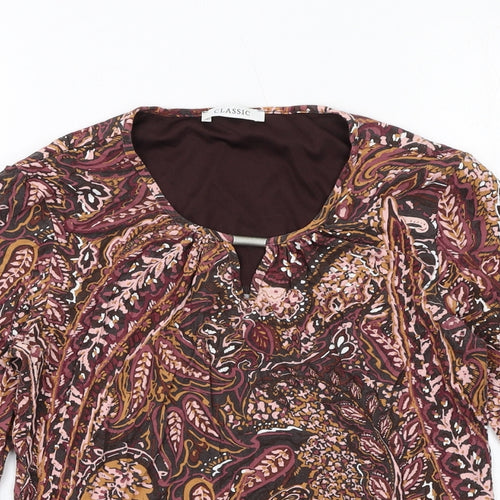 Classic Womens Multicoloured Geometric Viscose Basic Blouse Size 10 Round Neck