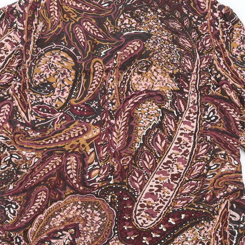 Classic Womens Multicoloured Geometric Viscose Basic Blouse Size 10 Round Neck