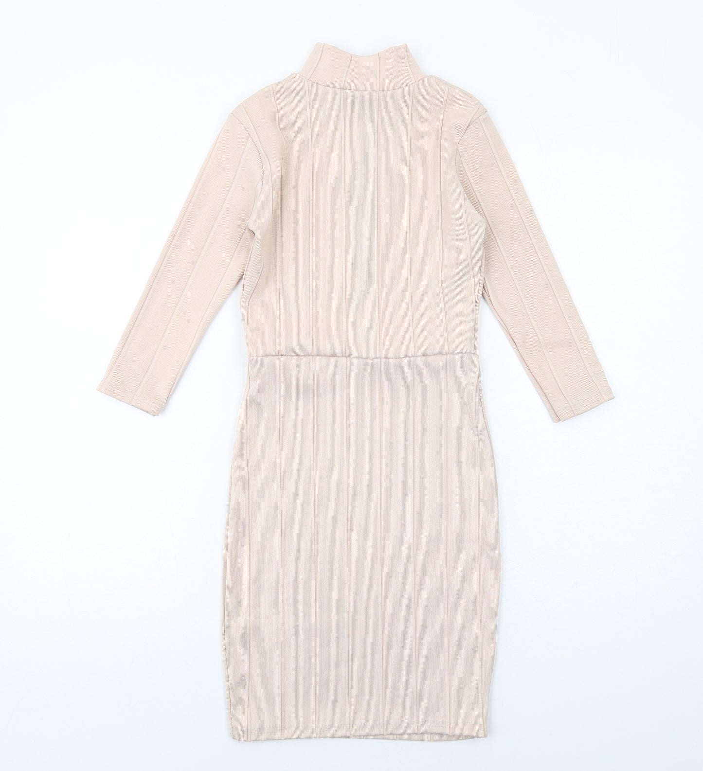 Boohoo Womens Pink Polyester Bodycon Size 6 High Neck Zip