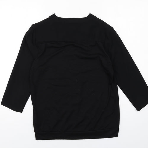 Marks and Spencer Womens Black Polyester Basic Blouse Size 10 V-Neck
