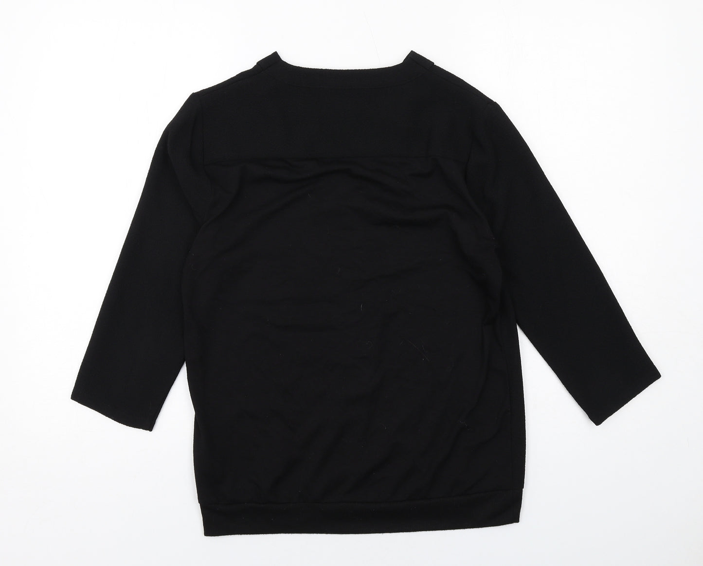 Marks and Spencer Womens Black Polyester Basic Blouse Size 10 V-Neck