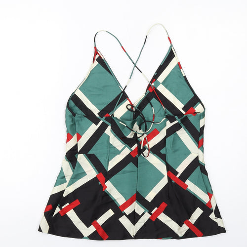 Zara Womens Multicoloured Geometric Polyester Camisole Tank Size M V-Neck