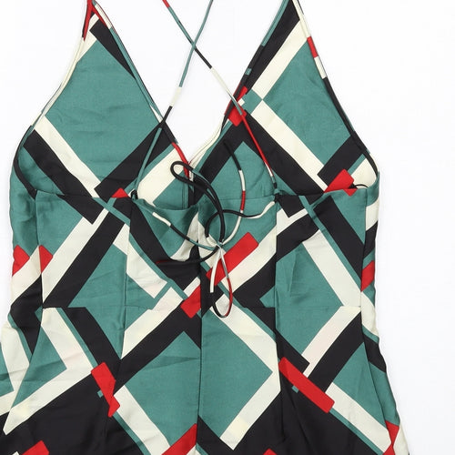 Zara Womens Multicoloured Geometric Polyester Camisole Tank Size M V-Neck