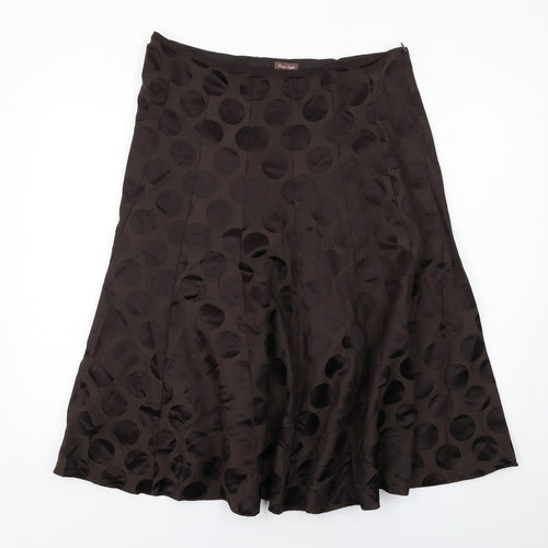 Phase Eight Womens Brown Polka Dot Cotton Swing Skirt Size 16 Zip