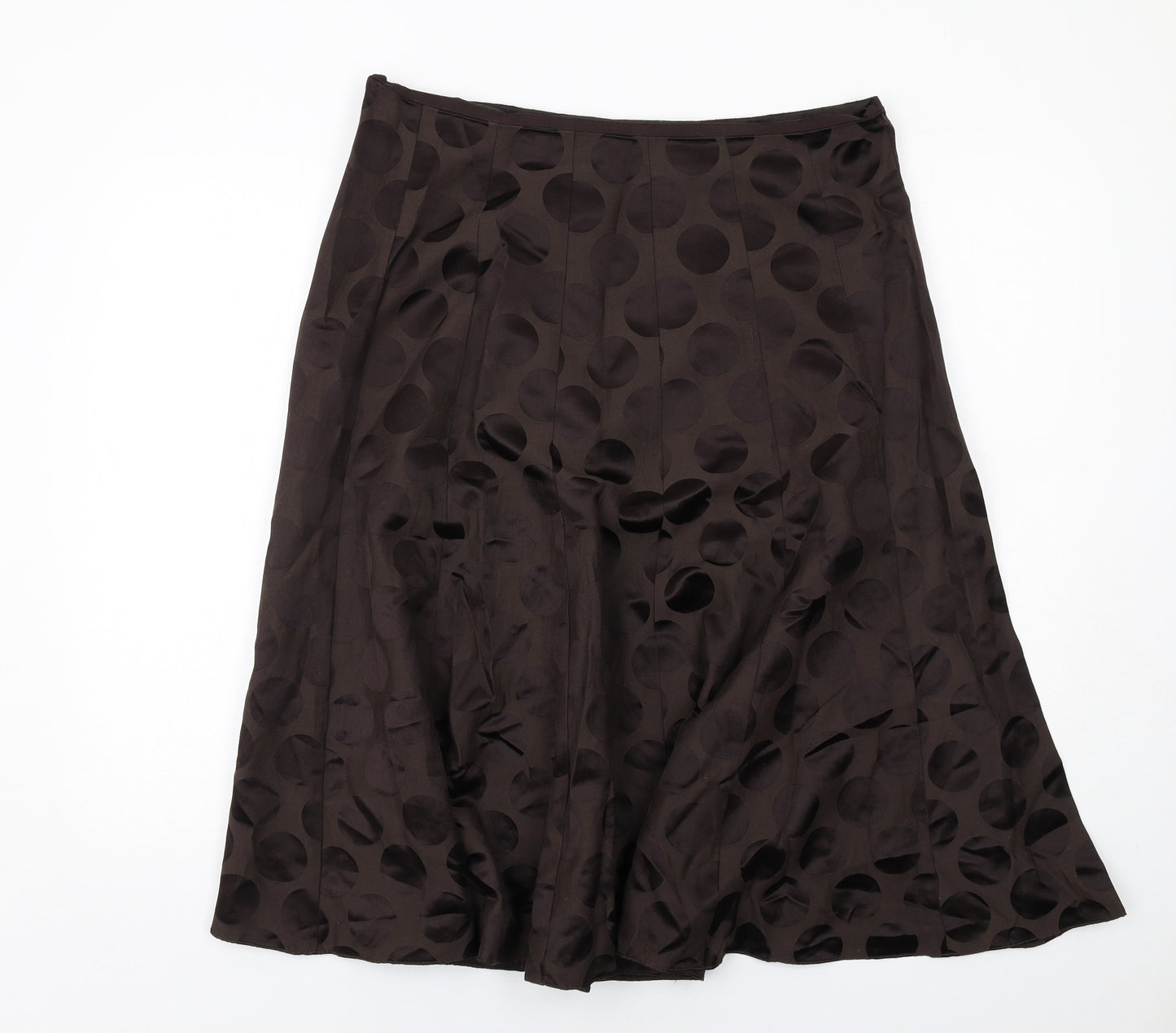 Phase Eight Womens Brown Polka Dot Cotton Swing Skirt Size 16 Zip