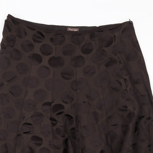 Phase Eight Womens Brown Polka Dot Cotton Swing Skirt Size 16 Zip