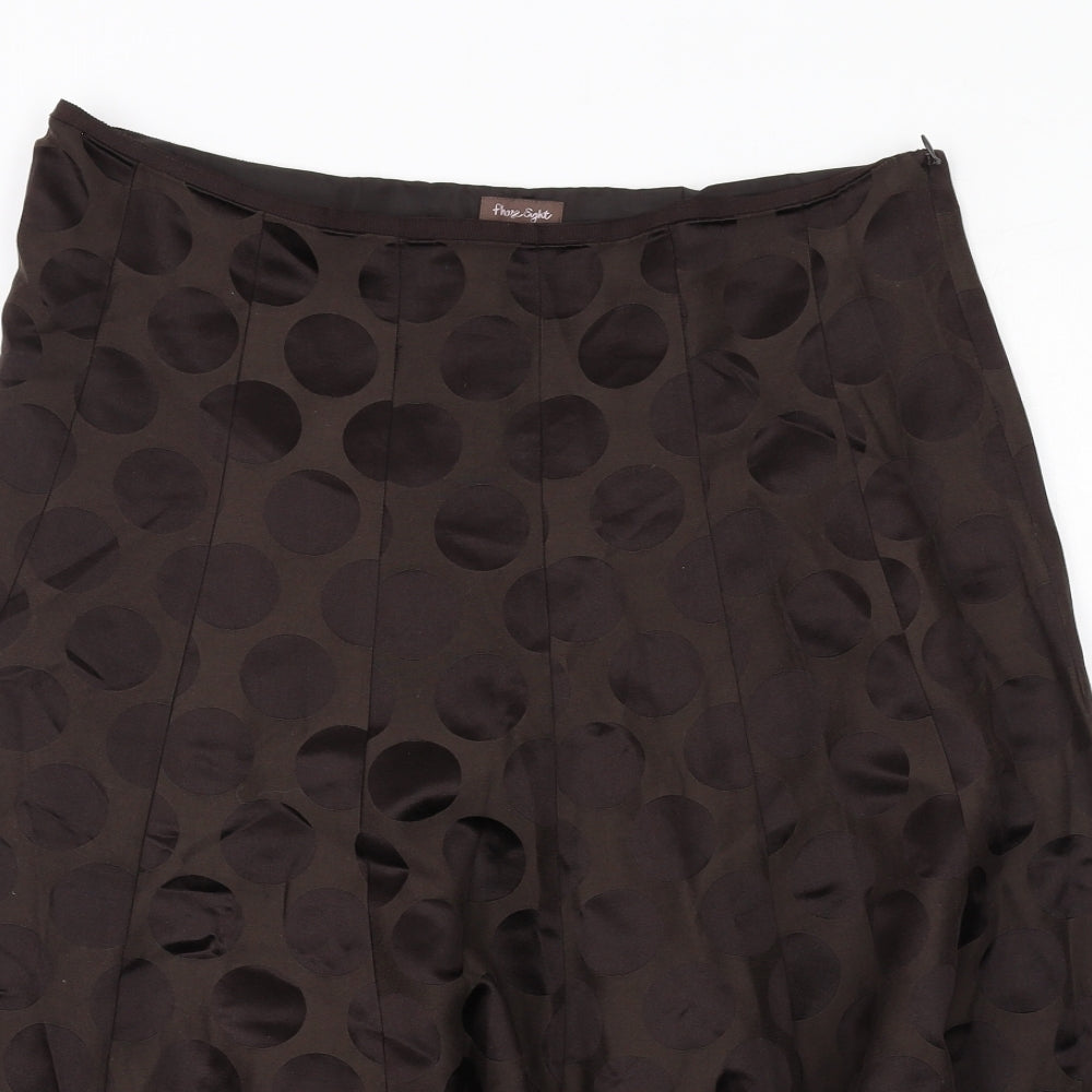 Phase Eight Womens Brown Polka Dot Cotton Swing Skirt Size 16 Zip