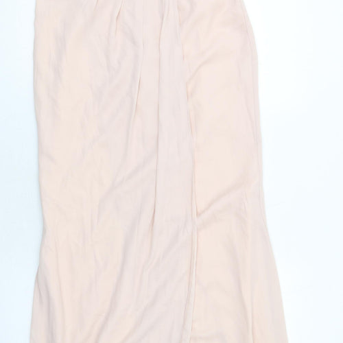 ASOS Womens Pink Polyester Ball Gown Size 12 V-Neck Button - Front Pleat Detail