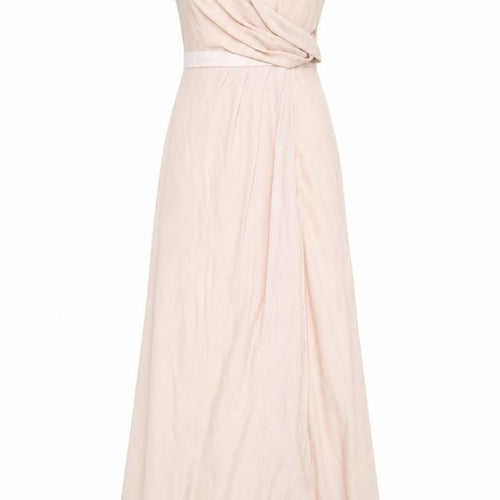 ASOS Womens Pink Polyester Ball Gown Size 12 V-Neck Button - Front Pleat Detail
