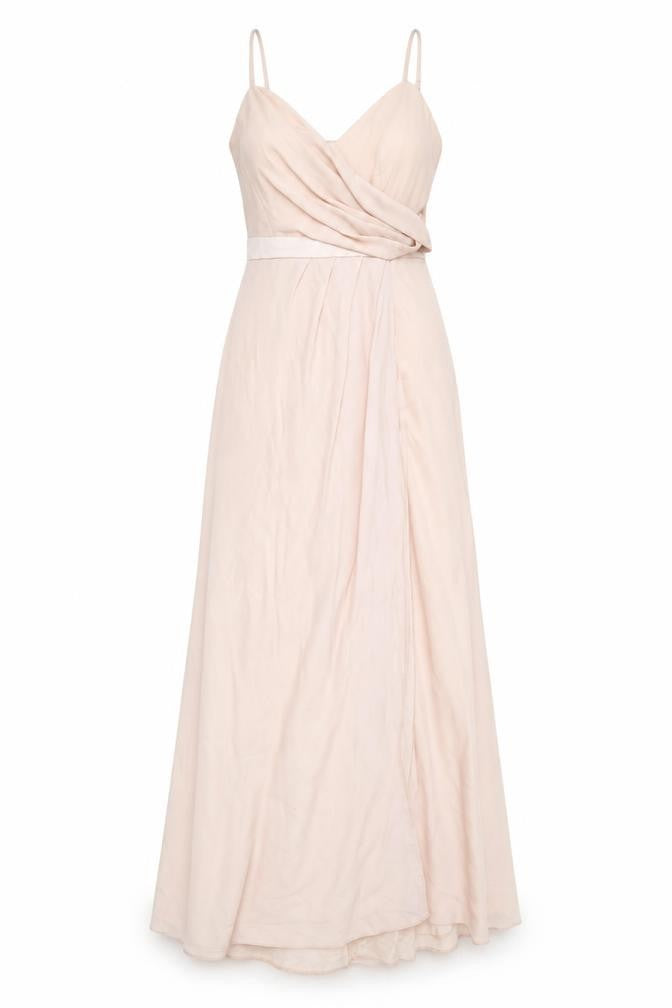 ASOS Womens Pink Polyester Ball Gown Size 12 V-Neck Button - Front Pleat Detail