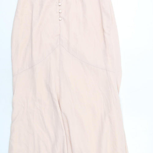 ASOS Womens Pink Polyester Ball Gown Size 12 V-Neck Button - Front Pleat Detail