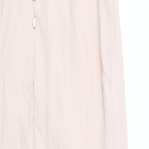 ASOS Womens Pink Polyester Ball Gown Size 12 V-Neck Button - Front Pleat Detail