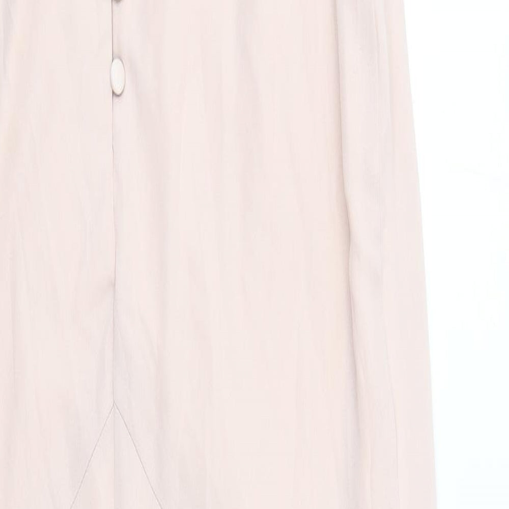 ASOS Womens Pink Polyester Ball Gown Size 12 V-Neck Button - Front Pleat Detail