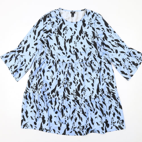 River Island Womens Blue Geometric Polyester Mini Size 10 Round Neck Pullover