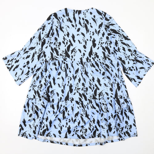 River Island Womens Blue Geometric Polyester Mini Size 10 Round Neck Pullover