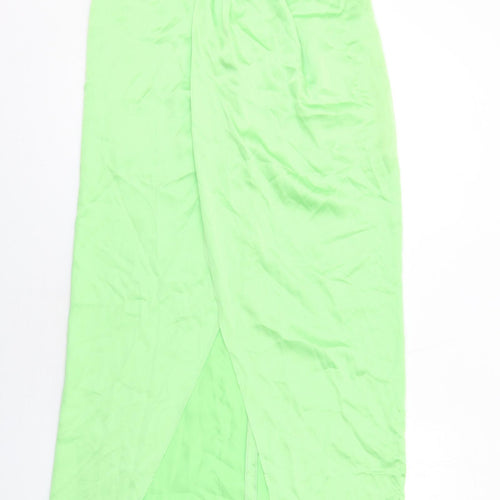 Zara Womens Green Polyester A-Line Skirt Size L Zip