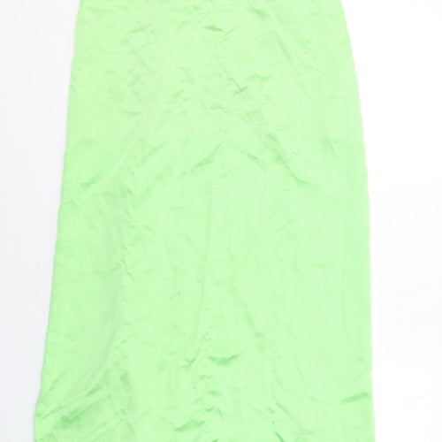 Zara Womens Green Polyester A-Line Skirt Size L Zip