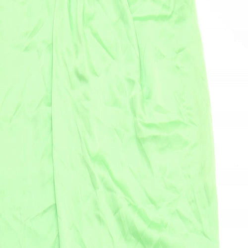 Zara Womens Green Polyester A-Line Skirt Size L Zip