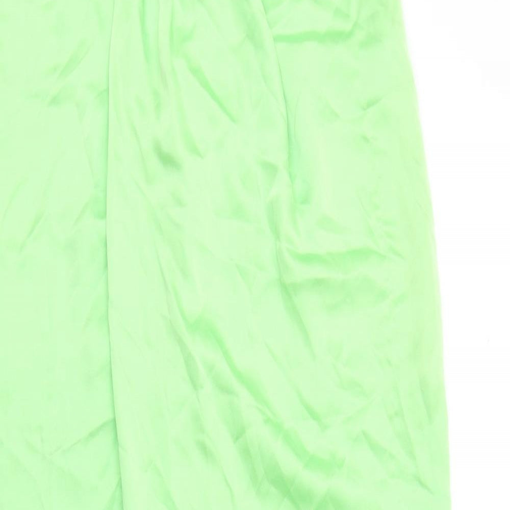 Zara Womens Green Polyester A-Line Skirt Size L Zip