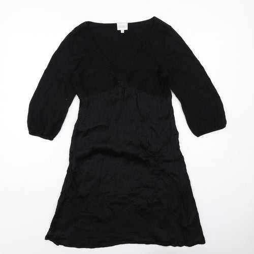 Kaliko Womens Black Cotton A-Line Size 12 V-Neck Pullover