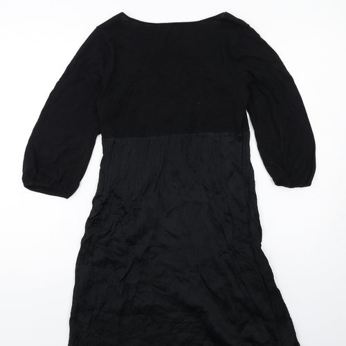 Kaliko Womens Black Cotton A-Line Size 12 V-Neck Pullover